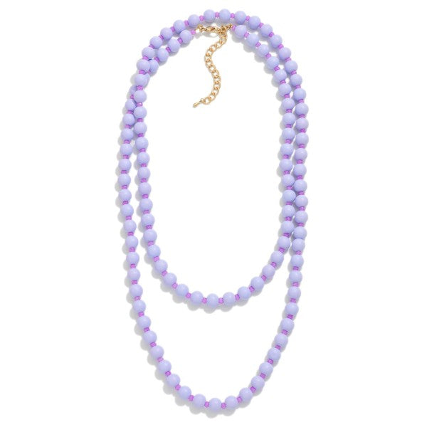 Double layered lilac wooden bead necklace