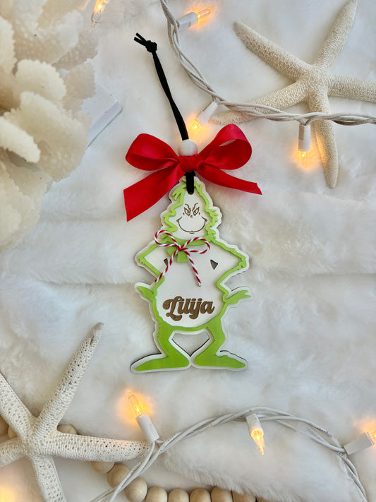 Simple Grinch Customized Ornament