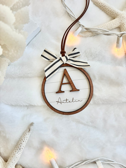 Shiplap Monogram Ornament