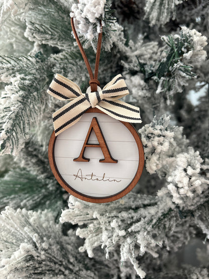 Shiplap Monogram Ornament