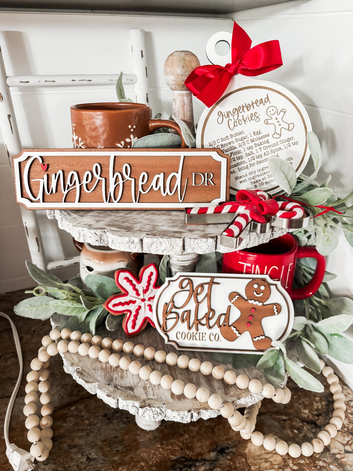 Gingerbread Tiered Tray and Coffee Decor