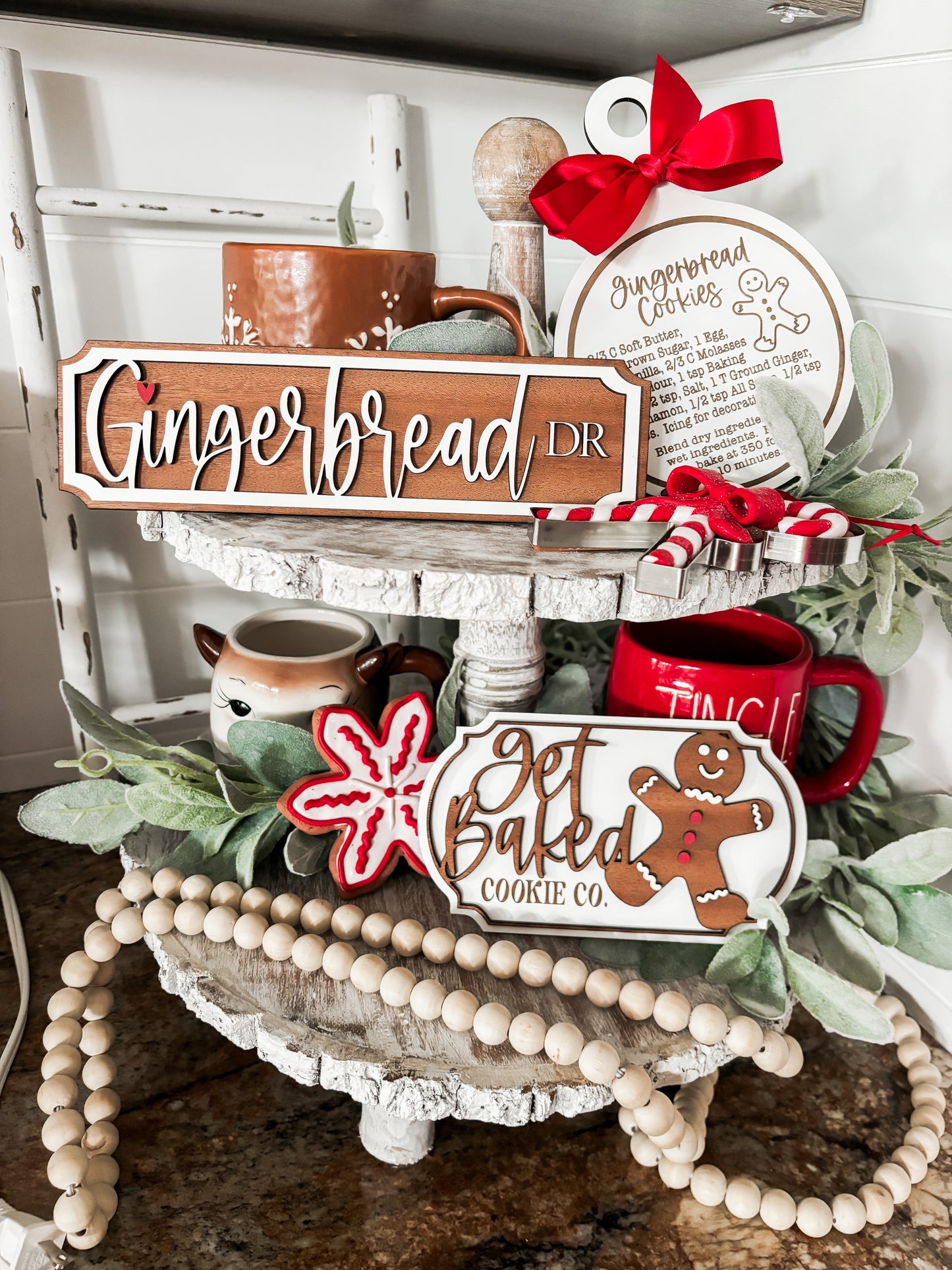 Gingerbread Tiered Tray and Coffee Decor