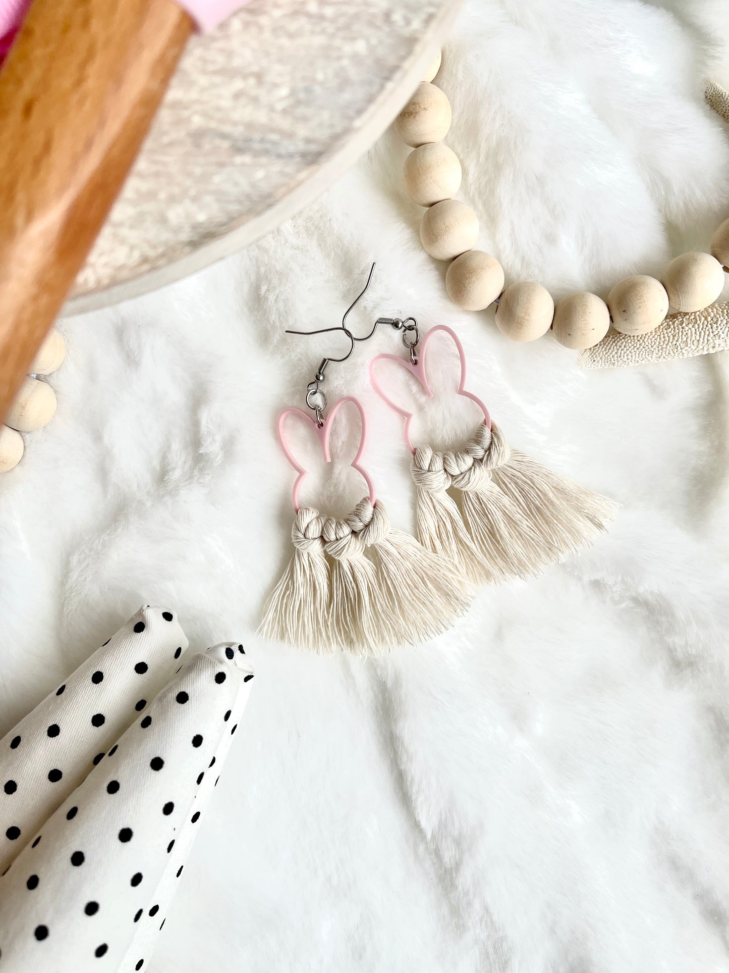 Macrame Bunny Earrings