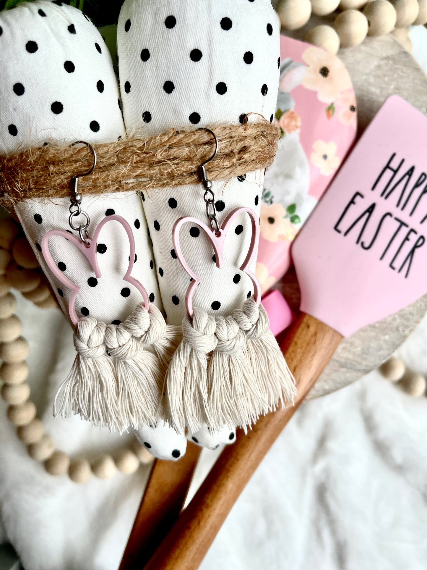 Macrame Bunny Earrings