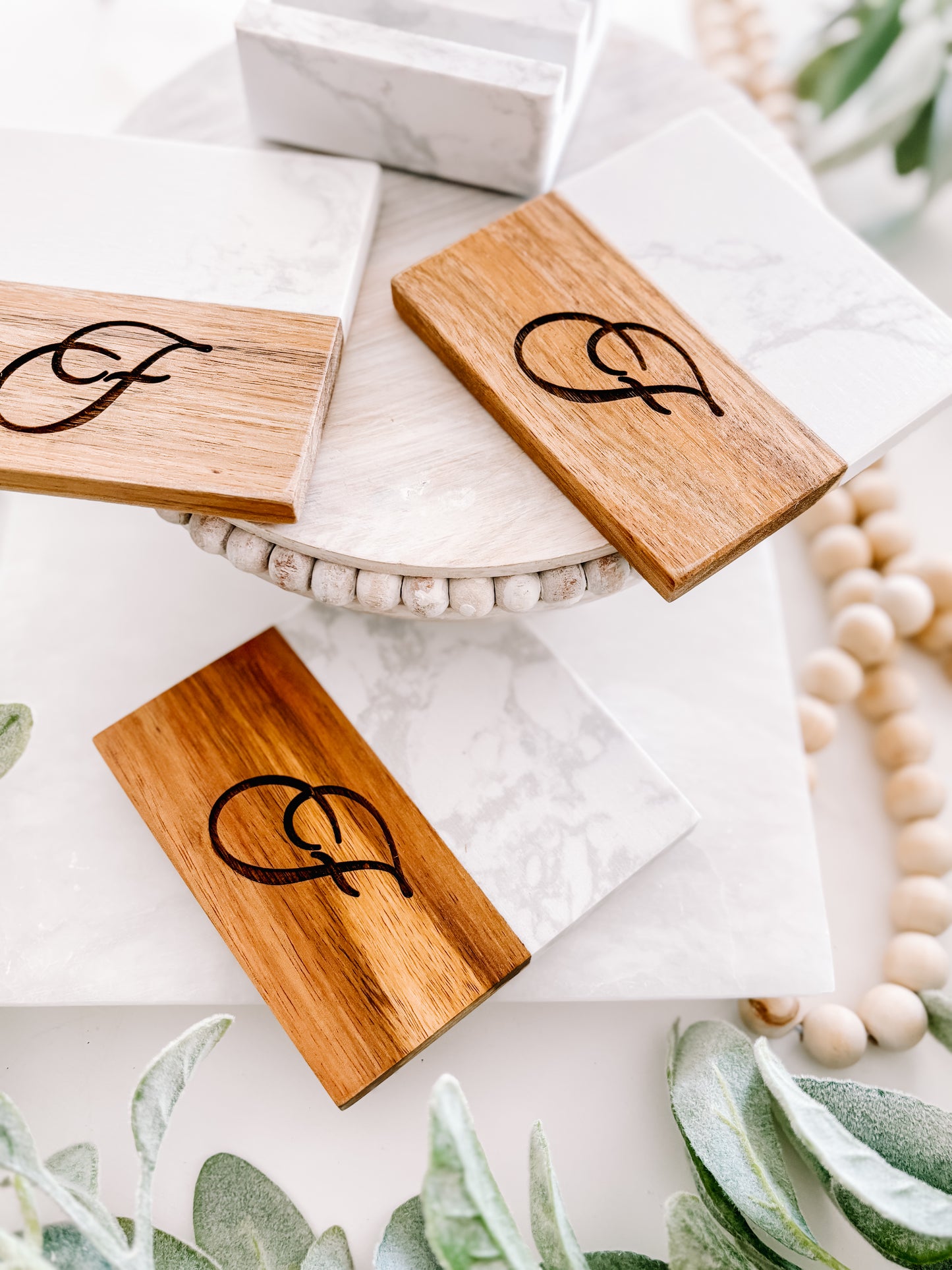 Deluxe Marble Acacia Customizable Coasters