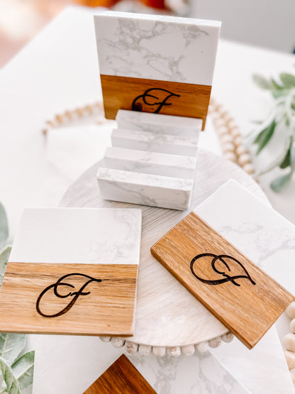 Deluxe Marble Acacia Customizable Coasters