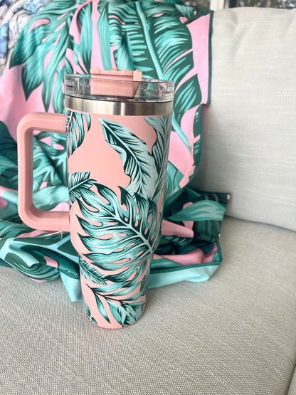 Tropical Leaves Stainless Steele 40oz Tumbler