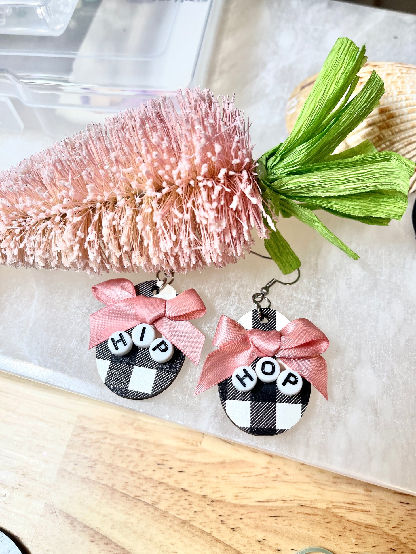 Hip Hop Gingham plaid earrings