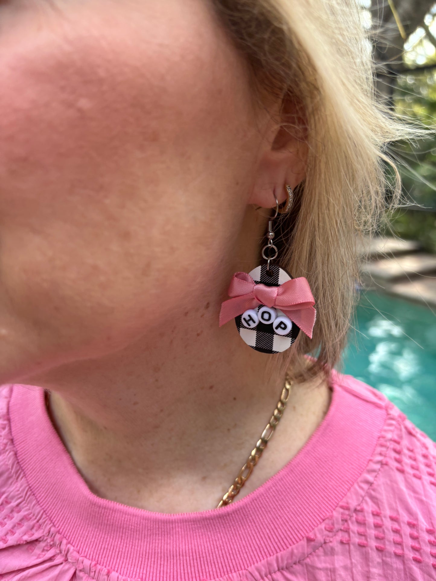 Hip Hop Gingham plaid earrings