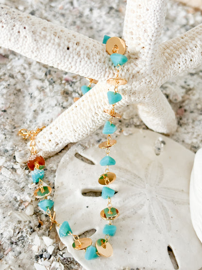 Turquoise and Gold Disc Bracelet