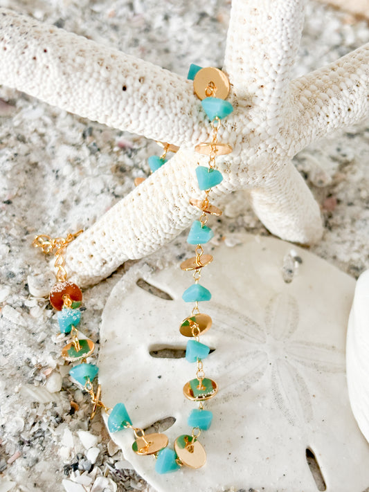 Turquoise and Gold Disc Bracelet