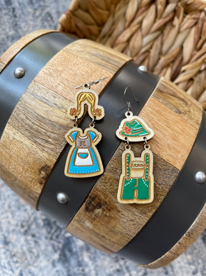 Oktoberfest Dirndl and Leiderhosen Earrings