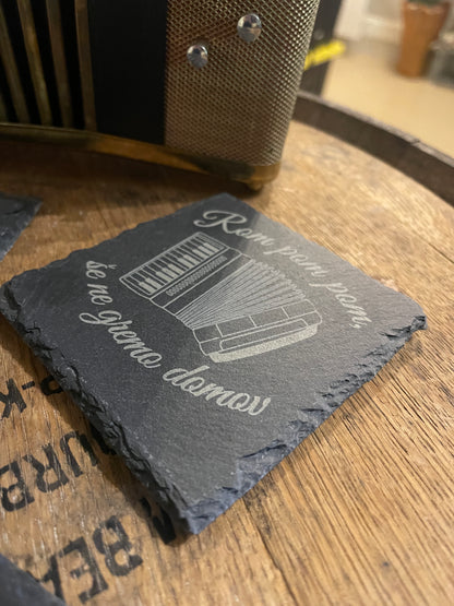 Slovenian Laser engraved slate coasters