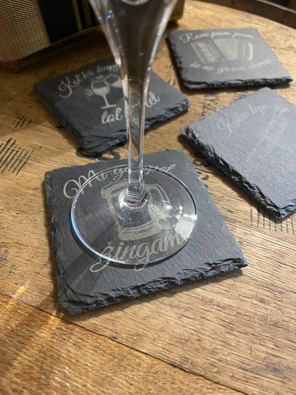 Slovenian Laser engraved slate coasters