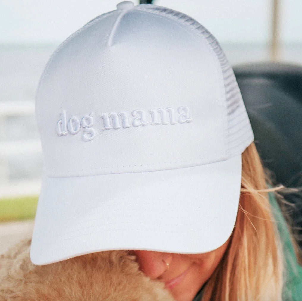 Dog Mama White 3D embroidered hat