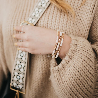 Beach tan bead combo bracelet set