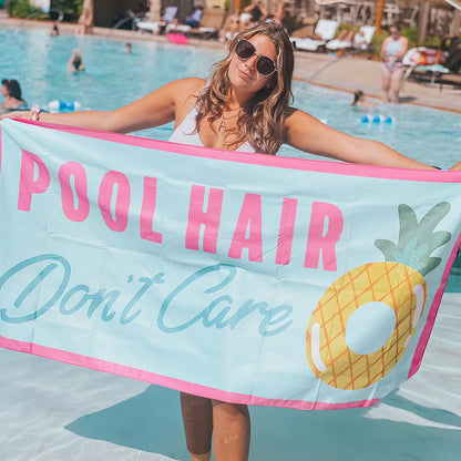 "Pool hair don't care" oversized quick dry towel