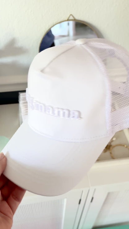 Dog Mama White 3D embroidered hat