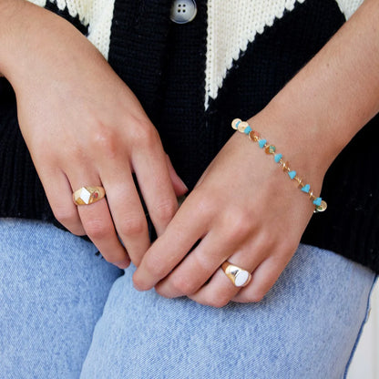 Turquoise and Gold Disc Bracelet